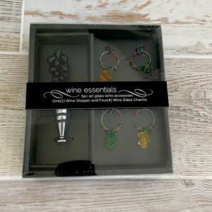 5 piece art glass wine accessories